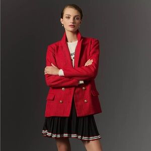FLAW Anthropologie Bishop + Young Parker Blazer Raspberry Red READ Description M
